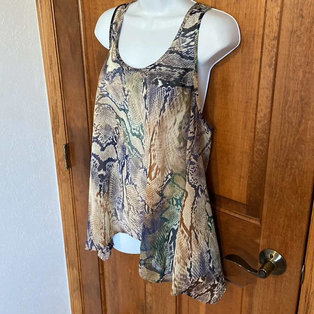 Show Me Your MuMu Brown & Green Snake Print Tank Top
